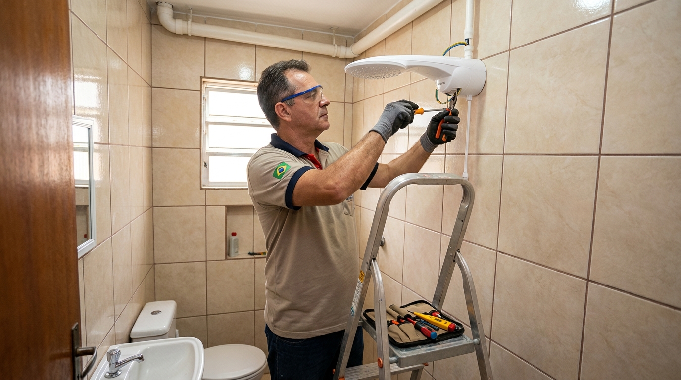 Substituição de Chuveiro Antigo em Uberaba‑MG